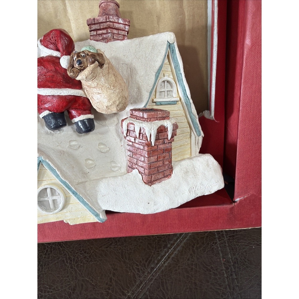 Santa Roof Top Michaels Ltd Classic Memories 3D Sculptured Plaque 1995 Vtg Read - Picture 5 of 15